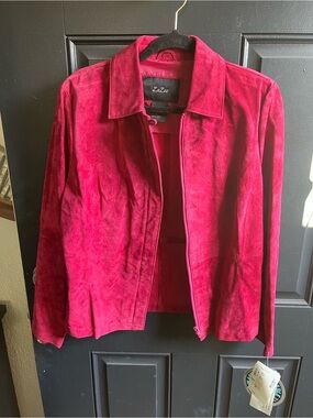 Women's Fuchsia Suede Zip Jacket